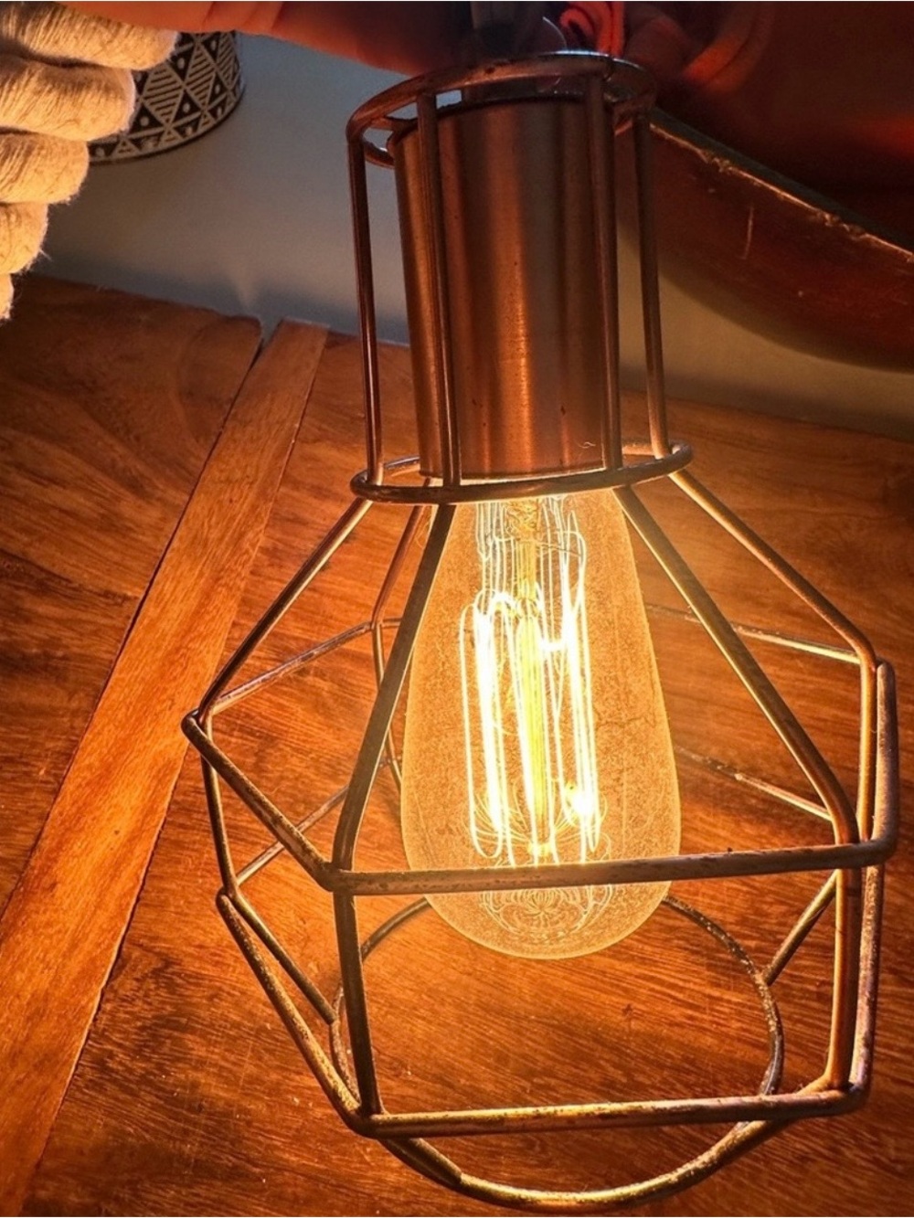 Nautical Plug In Caged Edison Bulb Pendant Light Hanging From Hemp Rope. - Picture 2 of 8